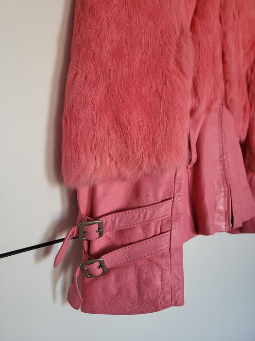 Дамско кожено яке ,естествен косъм xs