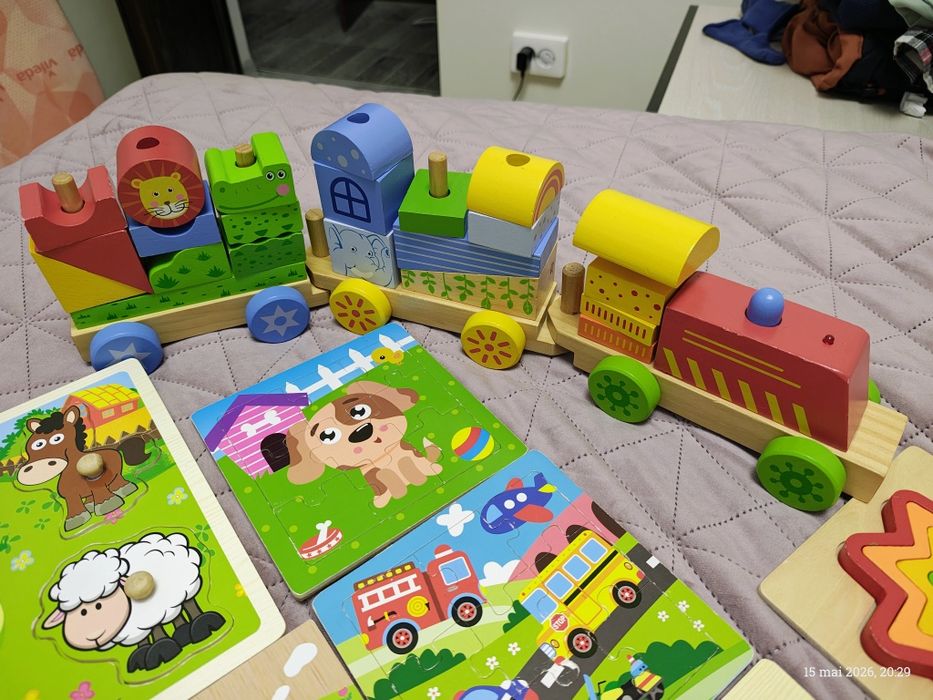 Jucării lemn, puzzle lemn lot