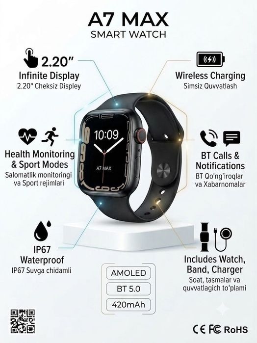 Smart Watch  A 7 Max