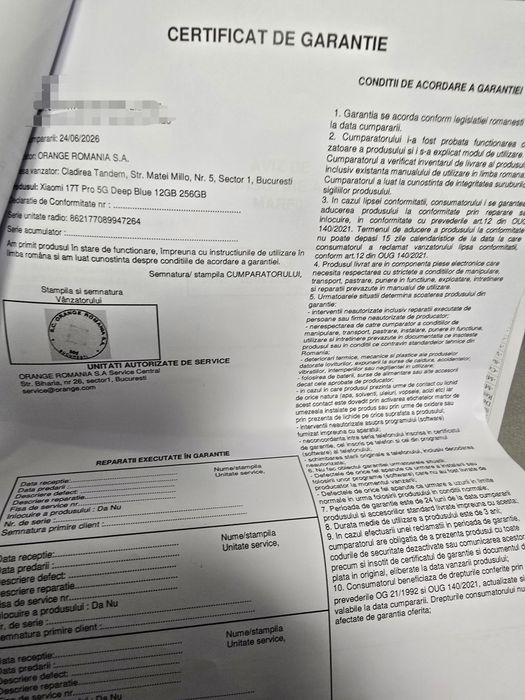 Xiaomi 17T Pro 256gb 23 cicluri factura garantie 2 ani orange ca nou