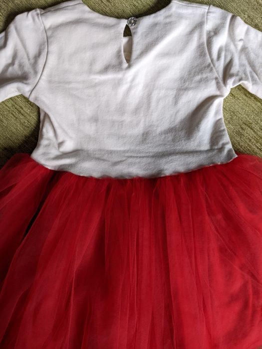 Коледна рокля, плътно памучно трико, 2-3,5 г., 98 см