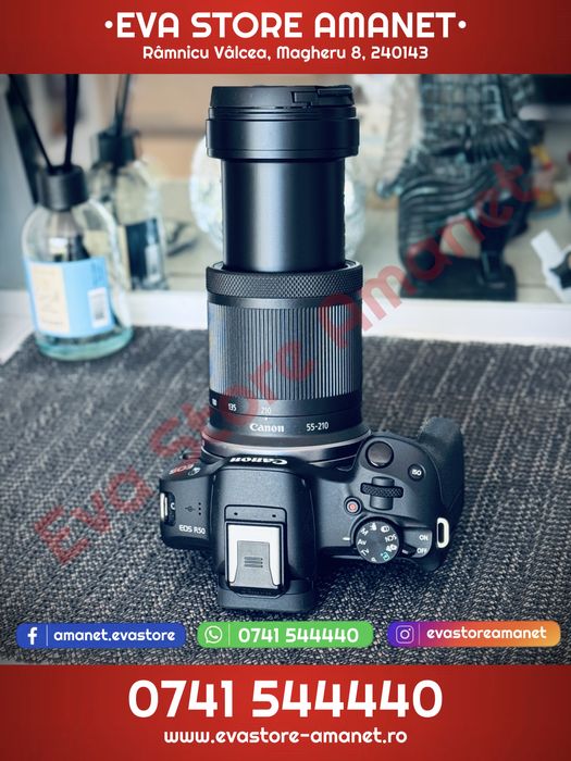 Aparat Foto Mirrorless Canon EOS R50 Kit cu Obiectiv RF-S 18-45mm + RF-S 55-210mm