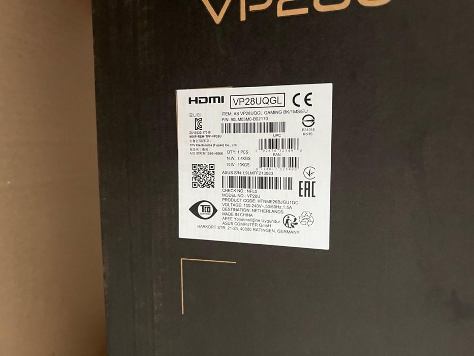 Монитор 28" ASUS VP28UQGL, Black. 3840 x 2160 Ultra HD 4K