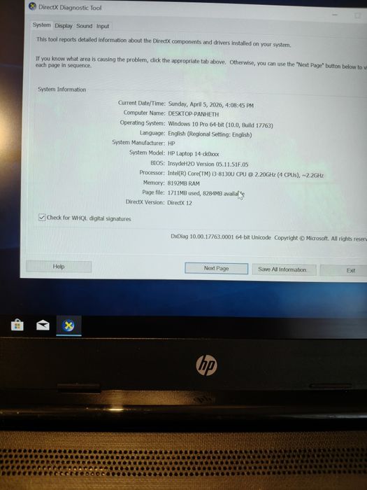 Hp proc i3 gen 8th RAM 8GB SSD M2 120gb bateria tine curent