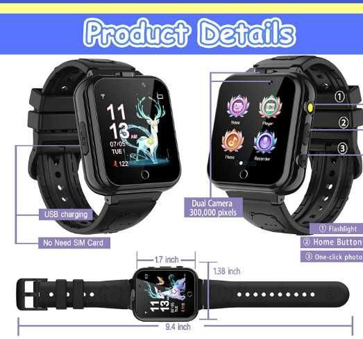 Детски смарт часовник YEDASAH, 24 игри, аларма, музикален плейър