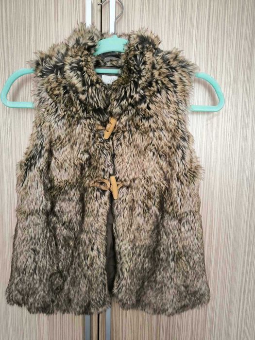 Zara, детски елек Зара, изкуствена кожа косъм - 9-10 г, момиче