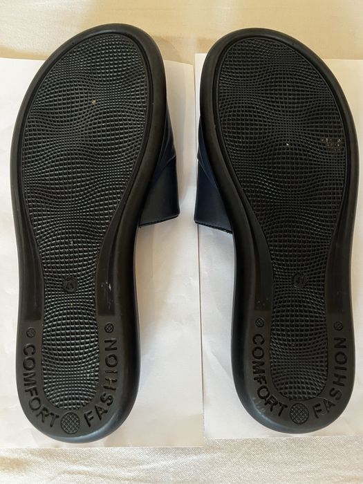 Papuci din piele naturală bleumarin