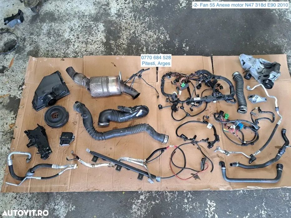 -2- Anexe motor N47 Bmw 318d E90 2010 debitmetru fulie furtun turbo intercooler bujii electrovalva conducta ac furtun lichid racire