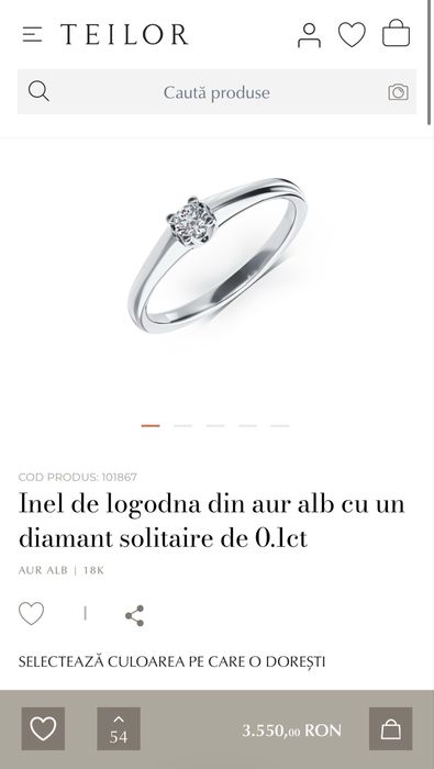 Inel de logodna cu diamant Teilor, aur alb