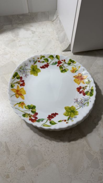 Продам обеденные тарелки - 4 шт. В подарок банка для масла и менажница