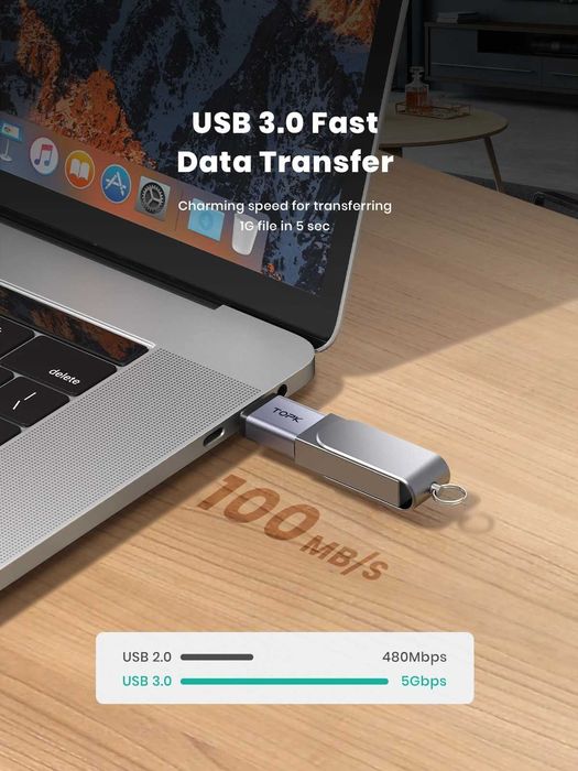 Преходник от USB 3.0 към USB Type C адаптер OTG за флашки 100 MB/s