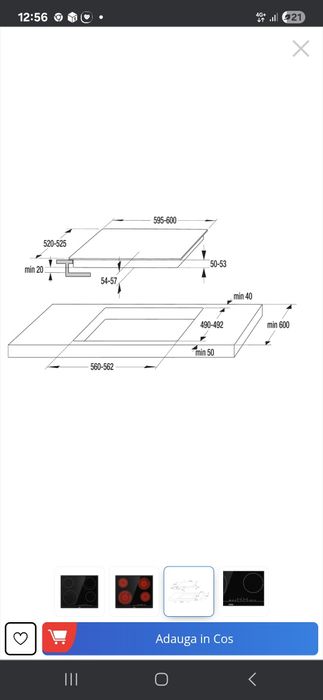 Gorenje ECT644BSC Plita ceramica incorporabila, 60cm, 4 zone de gatit,