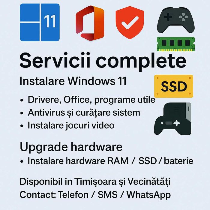 Instalare Windows 11 original/ Ubuntu cu Optimizare Laptop sau PC