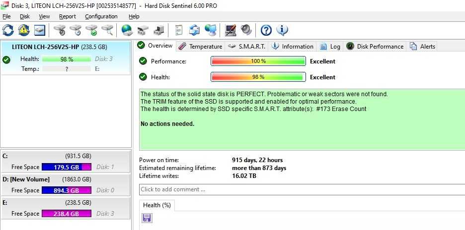 Solid-State Drive (SSD) SSD LITE-ON 256GB SATA 3 2.5" LCH-256V2S-HP