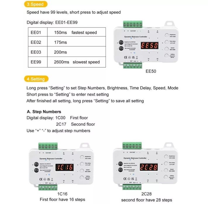 LED стълбищно осветление контролер+траф+PIR датчици+16×COB ленти