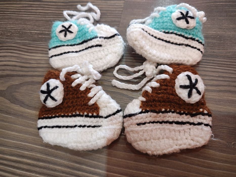 Papucei împletiți băiețel 1 lună
