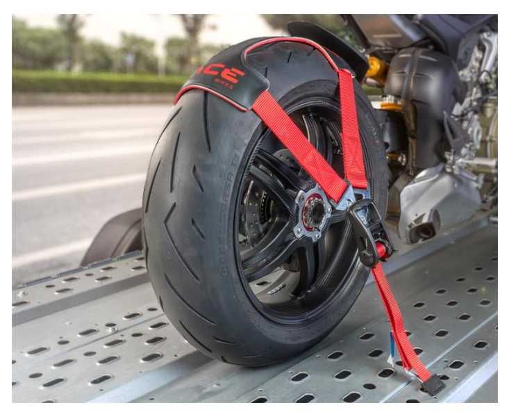 Sistem de ancorare a rotii pentru motociclata