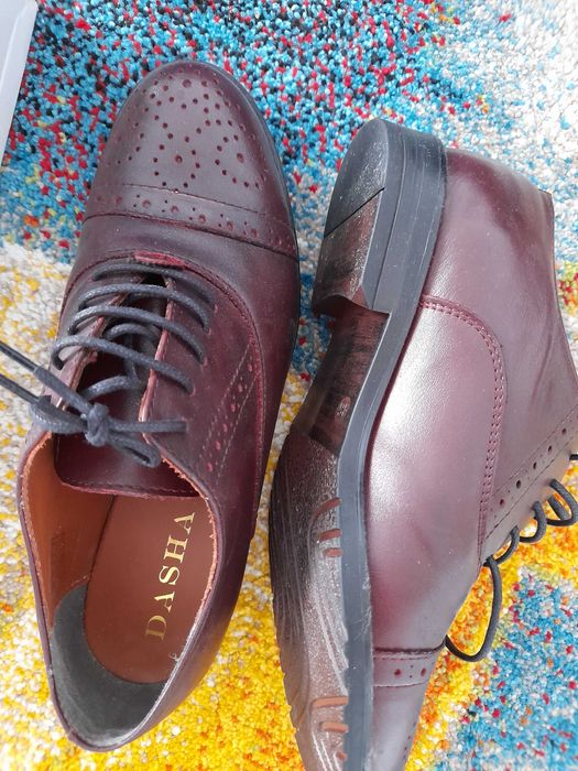 pantofi piele naturala oxford bordo dasha