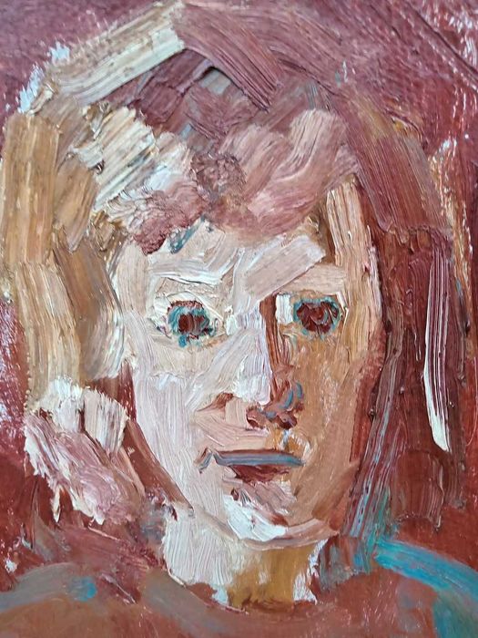 Tablou vechi - chip de copil - semnat Baba