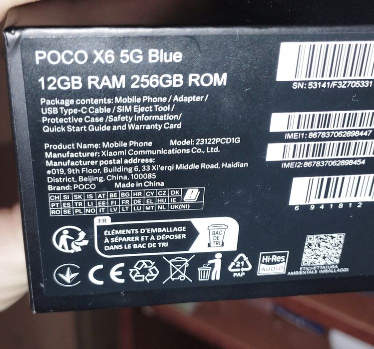 POCO X6 5G Blue 12GB/256GB BH