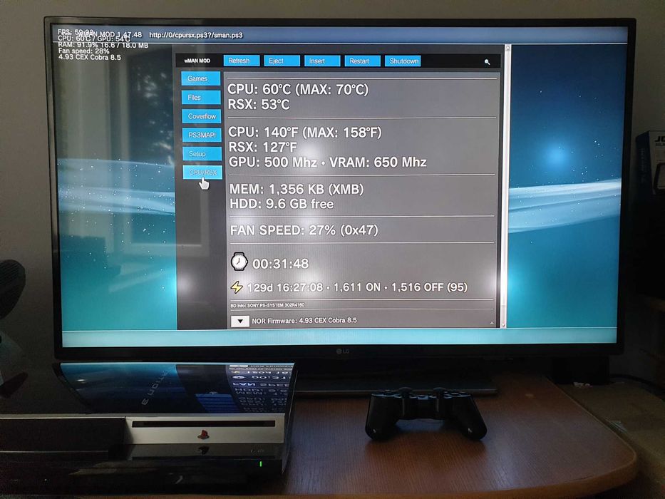 PS3 modat CFW 320 GB + 40 jocuri (GTA V, Red Dead, God of War, NFS)