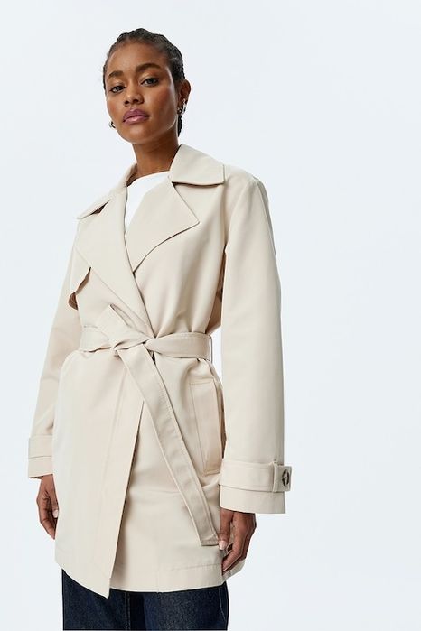 KOTON Trenci scurt cu cordon, Bej deschis, 40, 42, 44 (L, XL 2XL)