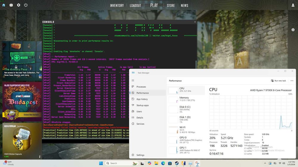 PC Gaming White Ryzen 7 9700X RX 9060 XT 16GB