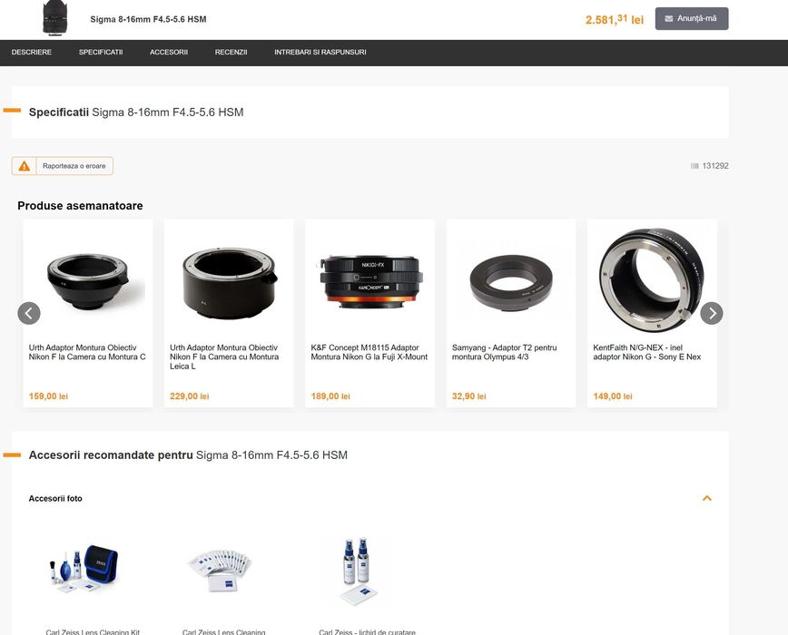 Obiectiv UltraWide SIGMA 8 - 16mm DG HSM - NIKON, la cutie