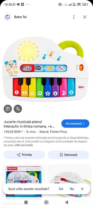 Jucărie muzicală Pianul Interactiv in lb romana, +6 luni, Fisher Price