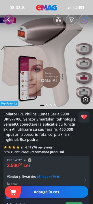 Epilator Philips Lumea Seria 9900 BRI977/00 IPL