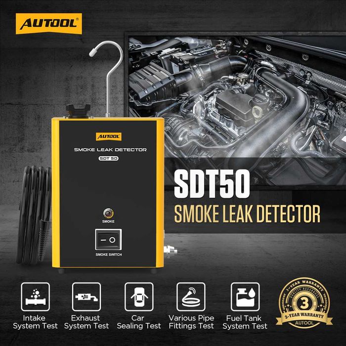 Promotie Tester auto Autool SDT50 Detectie scurgere fum turisme si camioane, aparat de diagnosticare prin utilizarea fumului