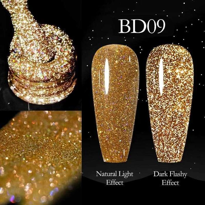 Venalisa светещ блестящ гел лак неон / серия Reflective Glitter