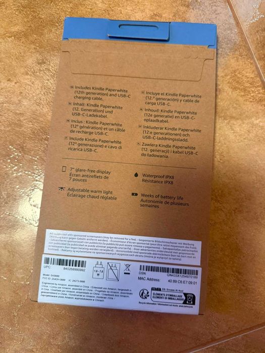 Kindle paperwhite 12 gen Emma 16gb