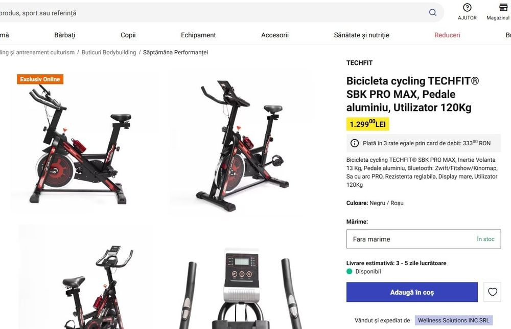 Bicicleta de fitness TECHFIT SBK PRO MAX