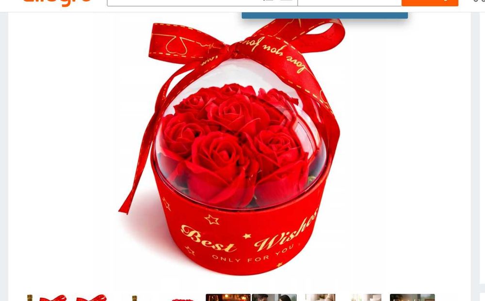 Cutie eleganta cu trandafiri de sapun in cupola si lantic cu pandativ