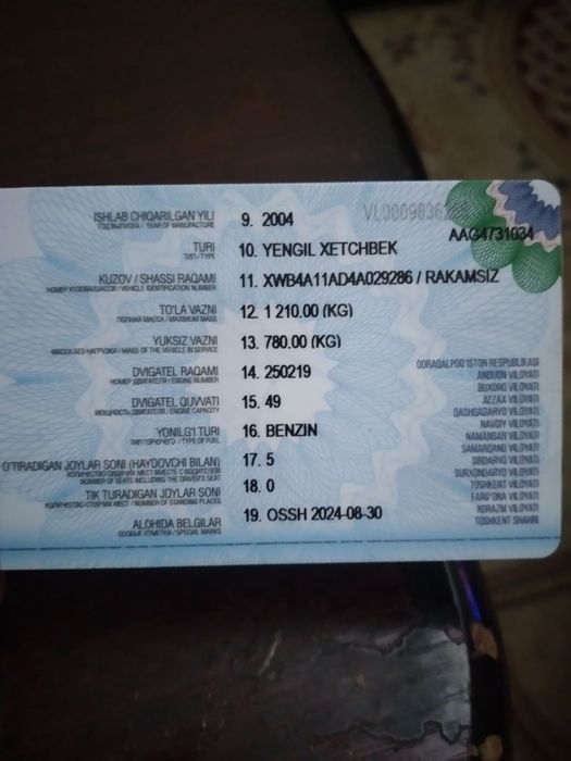 Matiz oq 2004 yil