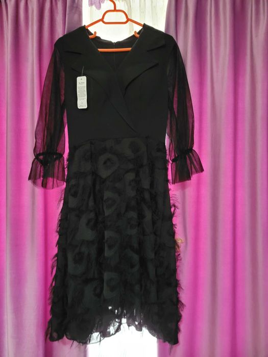 Rochie eleganta neagra pana la genunchi noua