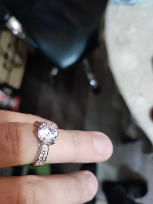 Позлатен дамски пръстен бяло злато