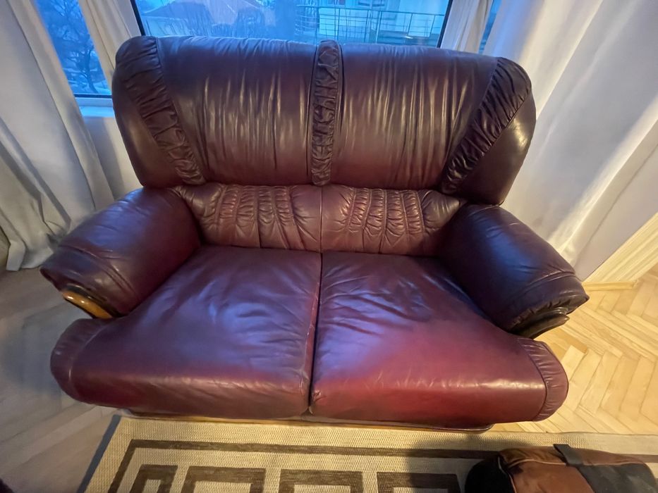 Кожен диван и фотьол