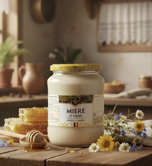 Miere poliflora/ rapița naturala- 100%pura din stupina proprie(2025)