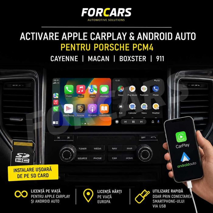 Activare Apple CarPlay Android Auto Porsche Cayenne Macan Boxter 991