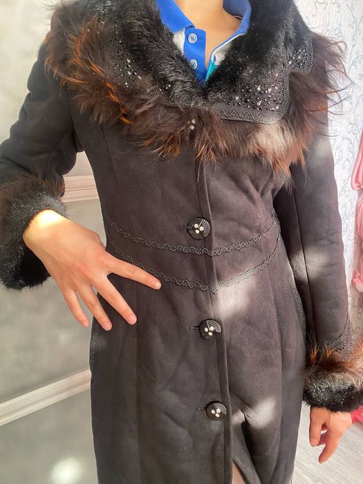 РАСПРОДАЖА!!!Дублёнка длинная с искусственным мехом