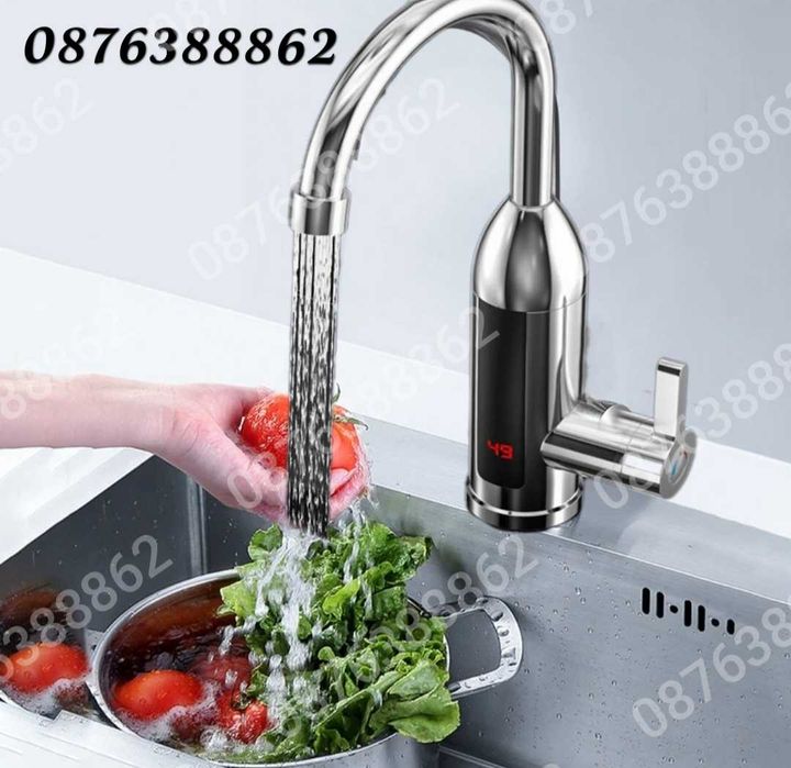 Електрически проточен Нагревател за вода 3000W с дисплей  Инокс