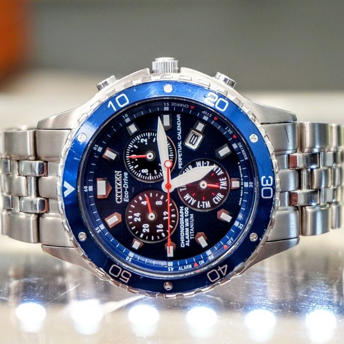 E812-S050022 CITIZEN Eco Drive Titanium Chrono Watch For Men JC-79