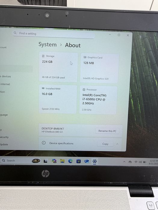 Vand Laptop HP EliteBook G3 i7 6500u 16GB Ram ssd 240