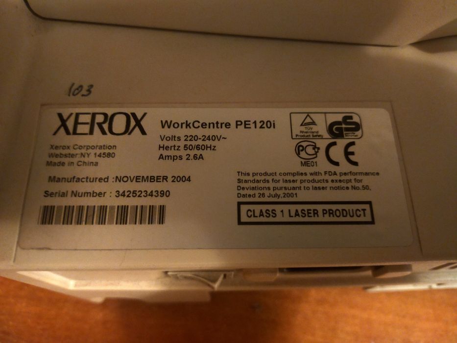 Принтер, МФУ лазерный, Xerox WorkCentre PE120i, ч/б, A4