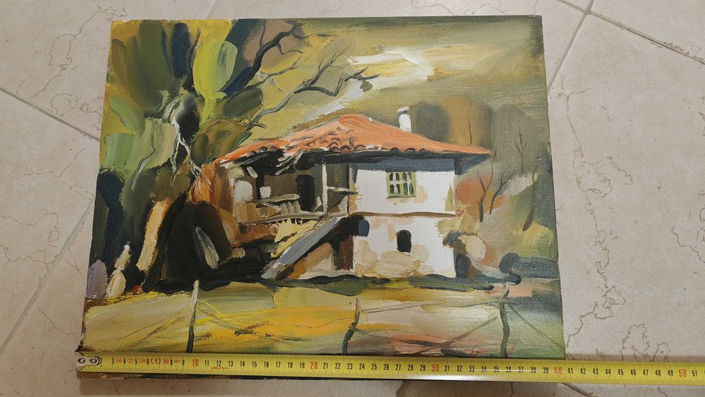 картина,пейзаж с традиционна къща