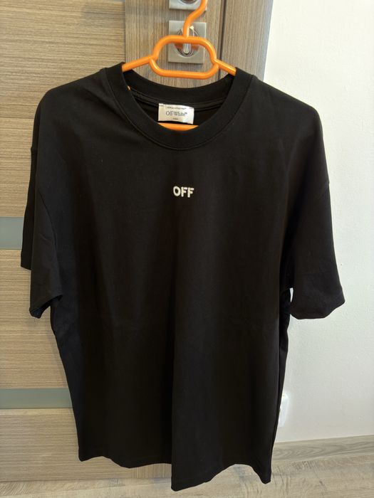 Tricou OFF WHITE, masura L, logo brodat pe fata si pe spate, nou fara eticheta, din bumbac 100%