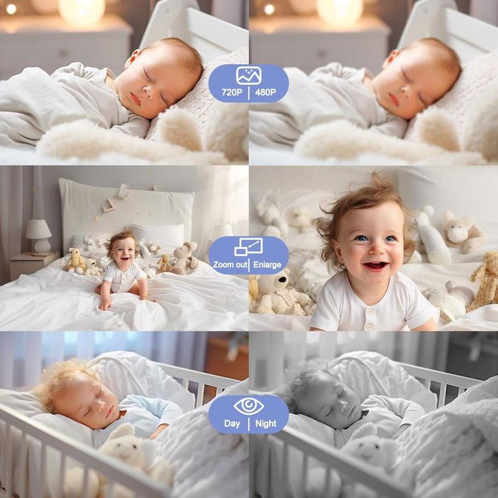 Нов OBVHNUA PTZ бебефон без wifi, 300 метра видео и аудио 720P 4.3"...