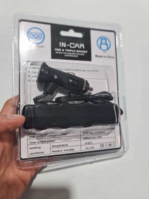 Incarcator auto cu adaptor bricheta si usb 12V-24V